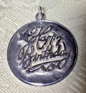 Anhänger Charm Vintage M&M Sterling Silber "Happy Birthday" 1”x1” - Bild 1 von 5