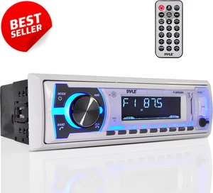 Radio estéreo Bluetooth marina - Receptor DIN único en el tablero de 12 V para audio de barco con - Imagen 1 de 12