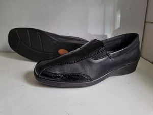 ROHDE DESIGNER UK 8 EU 42 WOMENS BLACK PATENT LEATHER BALLET LOAFERS FLAT SHOES - Picture 1 of 15