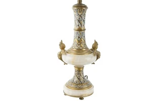 Antique French Gilt Bronze Champleve with onyx lamp - Picture 1 of 6