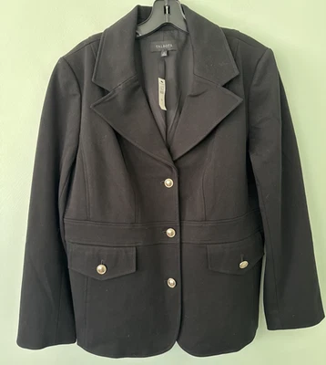 Blazer elástico a medida TALBOTS negro dorado botones para mujer Plus 16 chaqueta nueva con etiquetas Foto 1 de 4