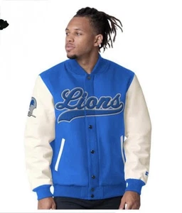 Starter Detroit Lions Wolle & Leder College-Jacke GRÖSSE SMALL - JETZT - Bild 1 von 2