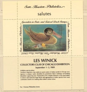 USA Sam Houston Duck Company Collectors Club of Chicago Exhibit Les Winick MNH - Picture 1 of 2