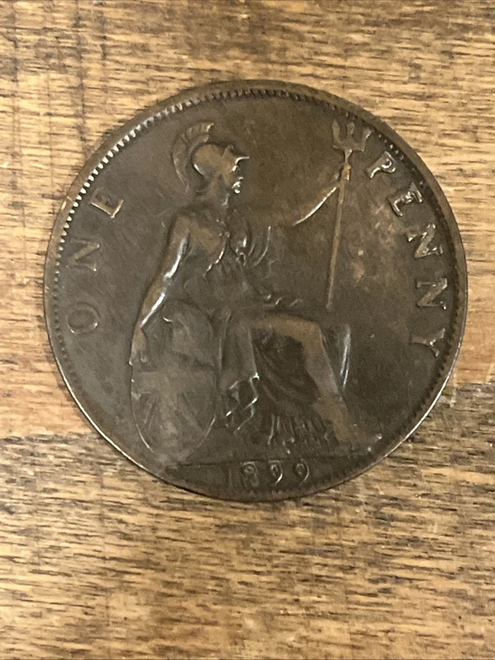 Gran Bretaña 1899 Un Penny - Reina Victoria Cabeza Antigua - Moneda de Bronce Reino Unido 🇬🇧 Foto 1 de 2