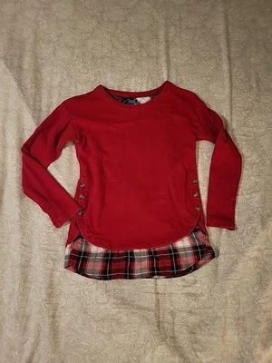 Izod Womens S Red W/ Plaid Tartan Bottom Sweatshirt Long Sleeve Shirt Blouse - Image 1 of 4