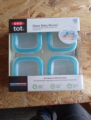 Contenedores de almacenamiento congelador bloques de vidrio para bebés OXO tot con bandeja 4 oz 4b Foto 1 de 2