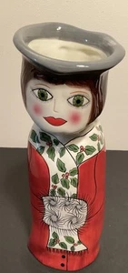 PERFECT CHRISTMAS CYLANDRICAL CHARACTERS FACE VASE 9.5” - Picture 1 of 7