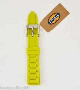 FOSSIL CITRUS YELLOW,KIWI 18 MM SILICONE WATCH STRAP,BAND+SILVER BUCKLE,S181079 - Picture 1 of 3