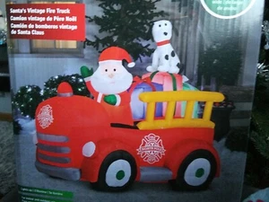 NEW  Santa Firetruck with Dalmation dog 6' inflatable Airblown Gemmy light yard - Picture 1 of 5