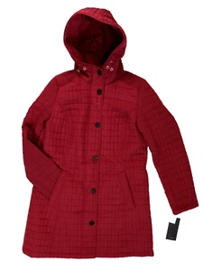 $220 Jones New York Womens Trench Code Quilted Buttoned Deep Red Size M - Picture 1 of 10