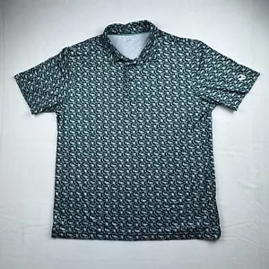 Maelreg Performance Polo Mens XL Green Geometric Stretch Golf Shirt Short Sleeve - Picture 1 of 8