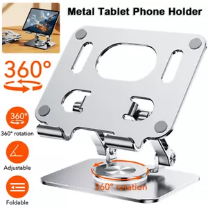 Metal Foldable 360° Rotatable Base Desk Stand Mount Holder For iPad Tablet Phone - Picture 1 of 12