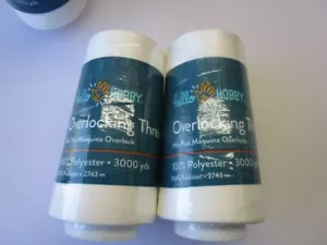 6000 YARDS 2 ROLLS Overlocking Sewing Machine THREAD Polyester WHITE - Picture 1 of 4