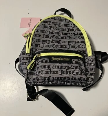 Juicy Couture LOLLIPOP  Backpack Logo Black And Grey Neon Yellow NWT - Image 1 of 4