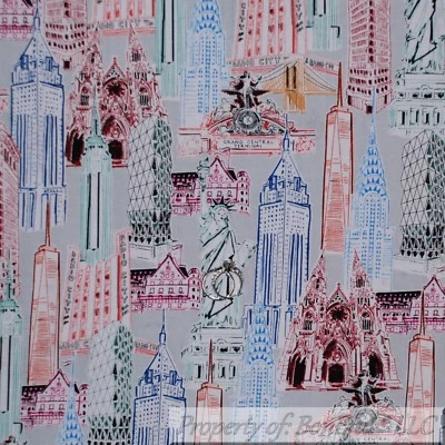 BonEful FABRIC FQ Cotton Quilt New York City NYC Statue of Liberty American Flag - Image 1 of 4