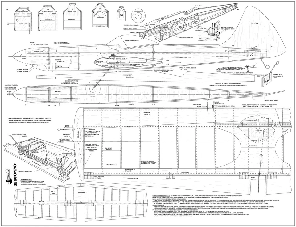 MODELHOB KROTO CONTROL LINE STUNT MODEL PLANS FOR .29-.35 MOTOR - Image 1 of 1