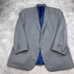 Bill Blass Blazer Men 48R Gray Pinstripe Karako Classic Career Jacket Polyester - Picture 1 of 13