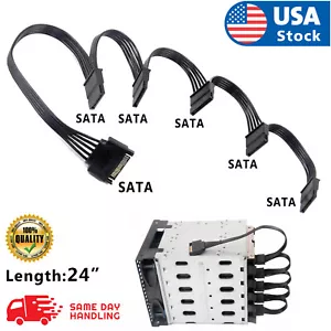 USA SATA Power 15 Pin 1 Male To 5 Female Splitter Hard Drive Cable for HDD SSD - Picture 1 of 11