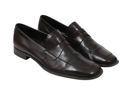 Prada Men Penny Loafers Size US 9.5 UK 8.5 Brown Calfskin Leather Slip Ons - Image 1 of 4