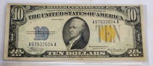 SERIES OF 1934 A $10 YELLOW SEAL WWII NORTH AFRICA SILVER CERTIFICATE XF/AU - Picture 1 of 2