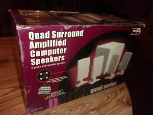 CYBER ACOUSTICS CA-4100 5 PIECE QUAD SURROUND AMPLIFIED COMPUTER SPEAKER SYSTEM - Picture 1 of 4
