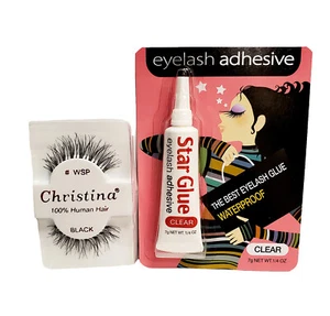 PRESTIGE BIATTA WATERPROOF GLUE AND 100% HUMAN HAIR FALSE EYELASHES # WSR - Picture 1 of 1