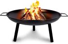 Large 60cm Round Fire Pit Garden Patio Outdoor Heating Log Burner Fire Bowl