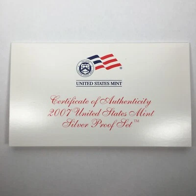 Certificado de autenticidad 2007 - Certificado de autenticidad para juego de prueba de plata - Certificado de autenticidad 07SS Foto 1 de 4