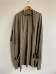 Oska Long Cardigan Women’s Size 3 Comfort Khaki Pockets Silk Viscose Blend Knit - Picture 1 of 16