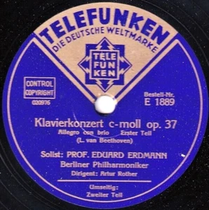 Erdmann; Rother. Beethoven (Piano concerto 3). Tel E 1889-92 (4). NM- - Picture 1 of 1