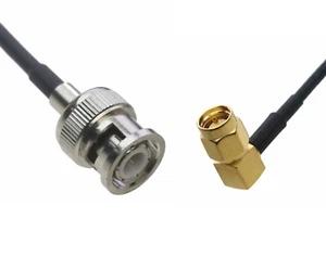 BNC plug to SMA Male Right Angle 0.5~15FT Cable For Ham Radio GPS Antenna WIFI - Picture 1 of 3