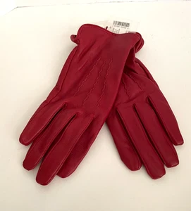 Vintage Gr. M weiche Handschuhe Fleece gefüttert Damen rot zierlich altes Geld MCM neu - Bild 1 von 8