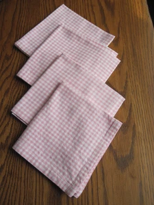 Pottery Barn Kinder Tischservietten rosa & weiß Gingham Karo Set 4 Baumwollservietten - Bild 1 von 5
