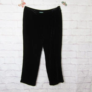 Lauren Ralph Lauren Women's Size 14W Black Velvet Velour Pants Rayon/Silk NWOT - Picture 1 of 8
