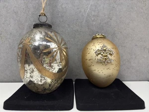 Quecksilber Glas Starburst & Strass Fleur-de-Lis Ornamente - 2er Set - Bild 1 von 6