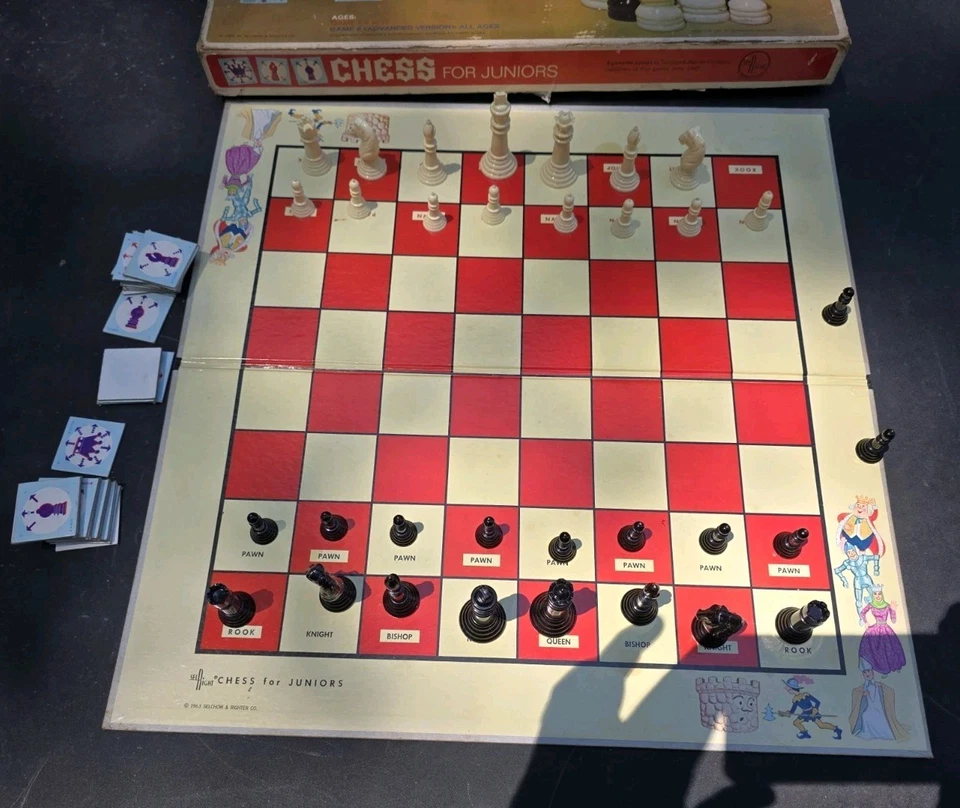 Jogo de tabuleiro vintage de xadrez para juniores 1965 aprendizado SelRight Selchow&Righter EUA - Imagem 1 de 4