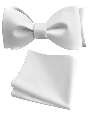  Pañuelo de pajarita de color liso para hombre blanco satinado Foto 1 de 4