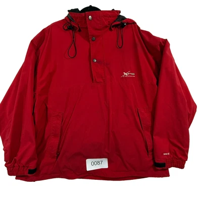 复古 BASS PRO XPS EXTREME Gore-Tex 连帽 Anorak 男式 1/2 拉链夹克红色 3XL 码 — 第 1/4 张图片