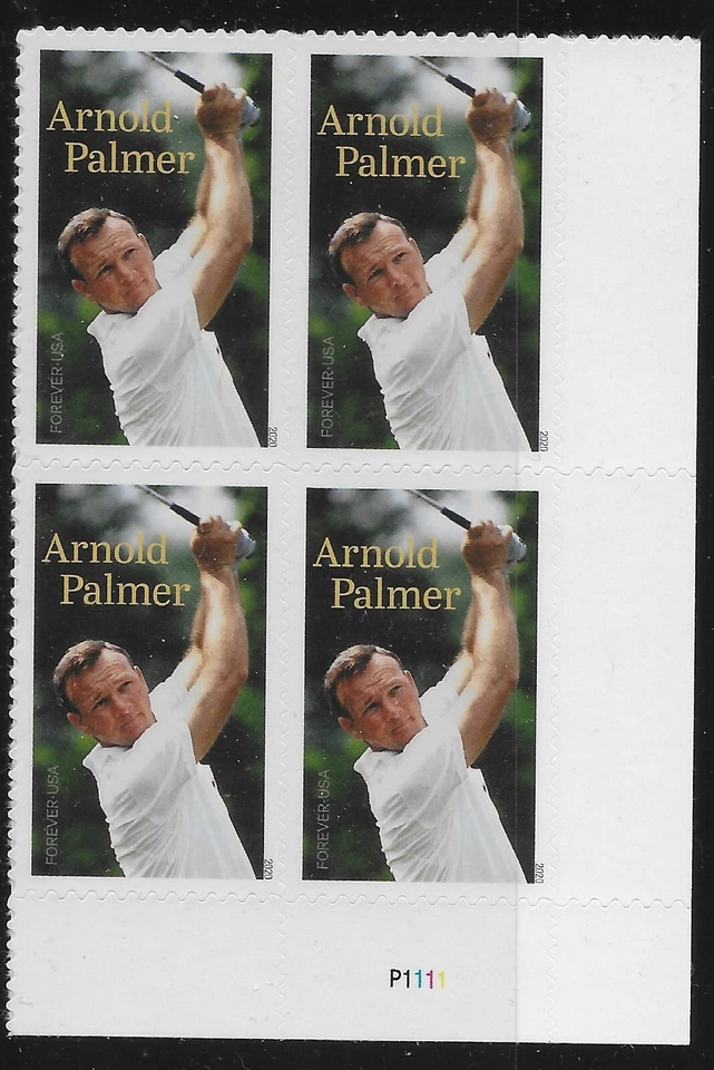 US Scott #5455, Plate Block #P1111 2020 Arnold Palmer VF MNH Lower Right - Image 1 of 1
