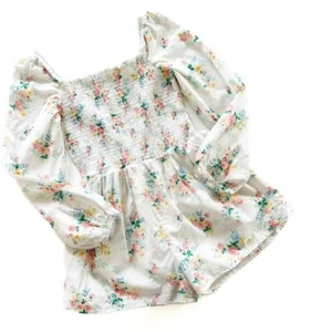 Janie and Jack Girls Kids 14 White Floral Cotton Romper Easter Spring - Picture 1 of 5