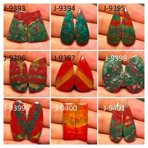 Natural Blood Stone Pair Cabochon Loose Gemstone For Jewelry Making - Picture 1 of 26