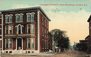 CAMDEN NJ VINTAGE POSTAL VISTA ABAJO BROADWAY DESDE FEDERAL ST 1909 102622 R - Imagen 1 de 2