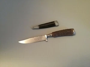 Vintage German Puma Solingen Hunting Knife with Scabbard, Filed Blade Work - Picture 1 of 9