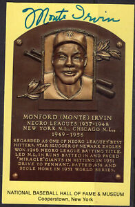 Monte Irvin Autograph on HOF Plaque