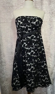 Black Lace Cream Lining Evening Cocktail Cruise Party Dress Size 12 BHS - Picture 1 of 8