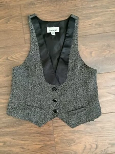 BYER GIRL Vest, Girls Size L 3-Button, Black And White Twill - Picture 1 of 5