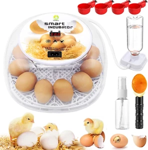 12 Egg Incubator for Hatching Eggs w/ Auto Egg Turning Water Adding LED Candler - Picture 1 of 11