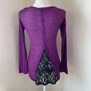 Arizona Damengröße XS halbtransparent lila schwarz Spitze Pullover Oberteil neu mit Etikett Sweater - Bild 1 von 8