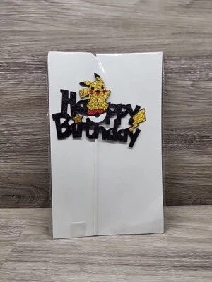 FELIZ CUMPLEAÑOS Pikachu Cake Topper Fiesta Brillo Cumpleaños 6"X4"  Foto 1 de 4