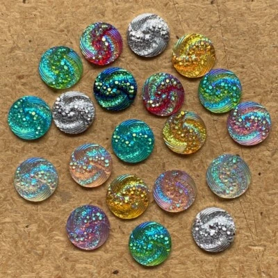 20pcs Round 10mm swirl pearlescent Resin flatback Scrapbook phone craft #1966 - image 1 of 2